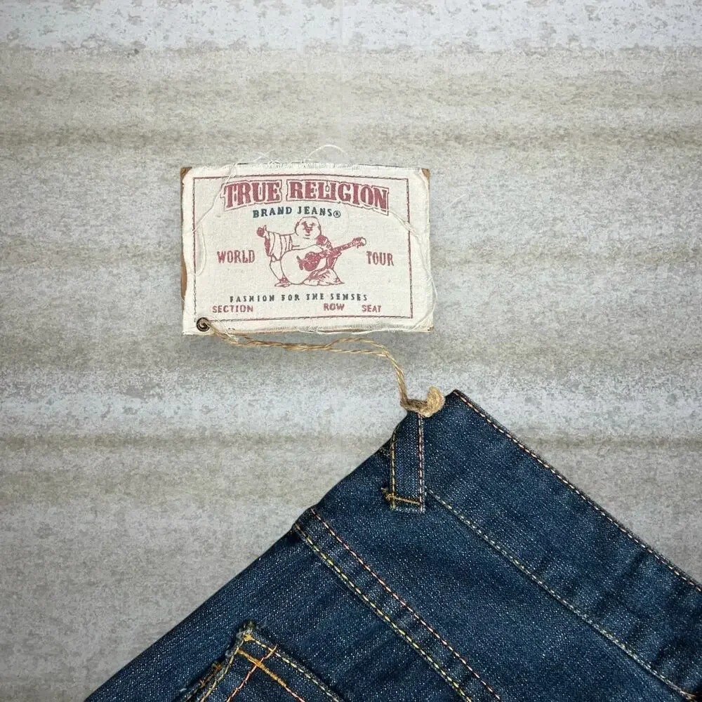 Vintage Y2K True Religion Jeans 30x32 Relaxed Flare Dark Wash Made in USA